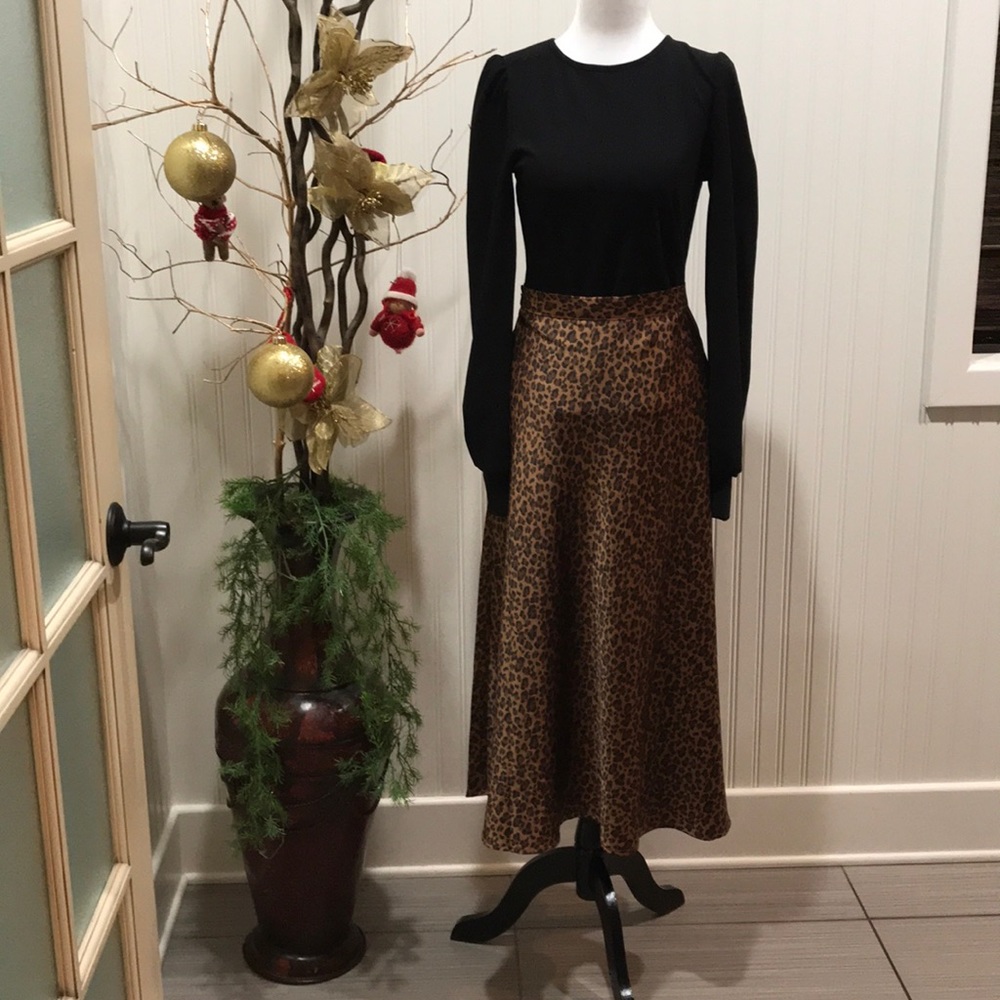SIZE 0,2,4 LEOPARD SLIP MIDI SKIRT - Picture 6 of 16